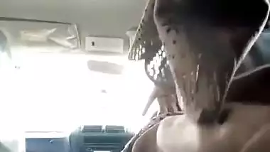 Showing her huge ass inside car with clear hindi talking