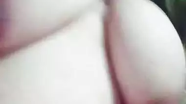 Unsatisfied cute bhabhi topless selfie showing long boobs