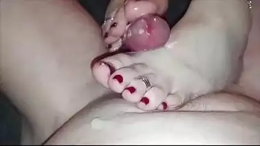 Awesome Footjob By Newly Married Wife