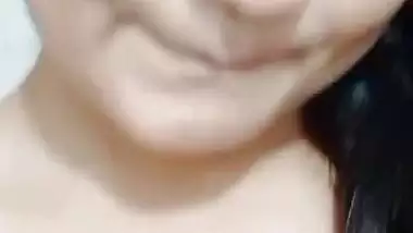 Gorgeous girlfriend naked boobs show selfie for lover