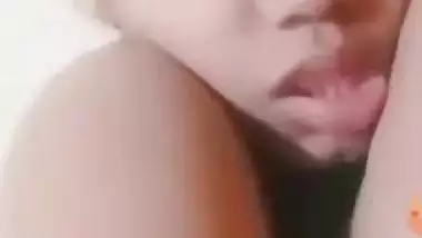 Sexy girlfriend topless on video call sex chat