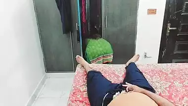 Filthy Desi dude strokes XXX cock when admiring cute Pakistani maid