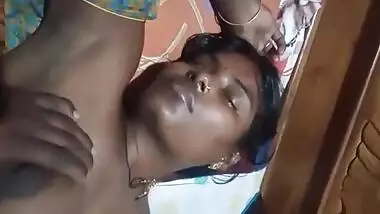 Village wife boob pressed by hubby while sleeping