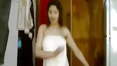 Indian Sexy Girl Dancing In Towel After Shower