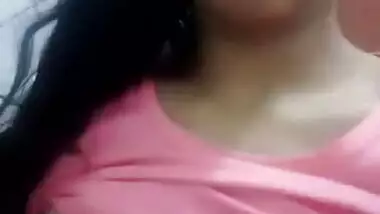 Cute Desi college girl boob show on selfie cam