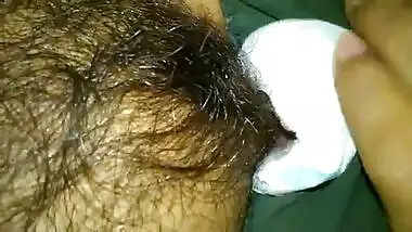 Husband enjoying his hairy wife in her periods