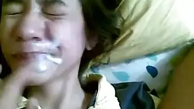 Cumming on the face of the hot NRI school girl