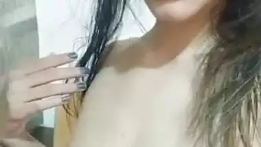 Cute Desi wife milking her boobs