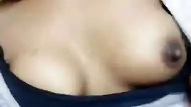 Indian collage girl show boob selfie video making