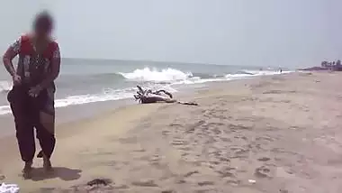 Desi wifey On Beach - Canging Lower Dress 