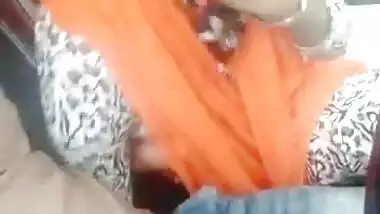 Beautiful girl giving blowjob in car