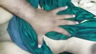 Vijji boob press and fuck in dark green saree