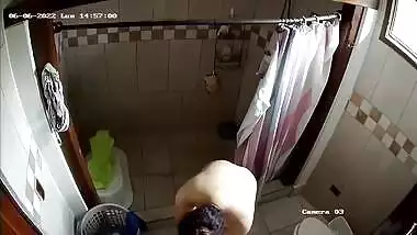 MILF huge naked Boobs n Tits caught in bathroom by cctv