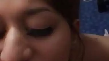 Uk indian punjabi babe deepthroat sucking clients cock drinks cum