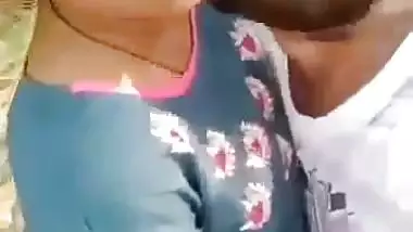 Pervert sucks his GF’s boobs in desi outdoor sex