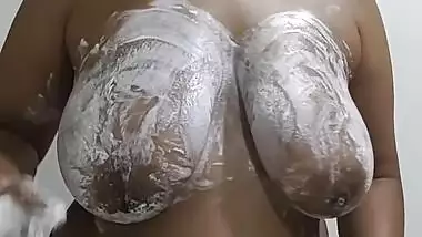 Indian Girl Thecatwoman23 Bathing Her Boobs In Foam With Huge Boobs