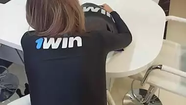 While She is Playing the 1win Game, I Win Her Juicy Pussy