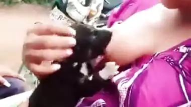 Puppy sucking milk from a desi wife’s boobs directly tiktok video