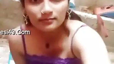 No nakedness but teasing by sex-addicted Desi aunty in front of camera