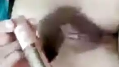 Cute skinny girl dildoing her small pussy on VC
