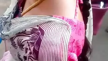 Tamil married girl boobs cleavage in busstop