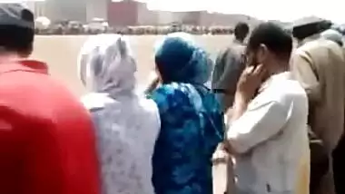 Crazy guy touching dick on the muslim women