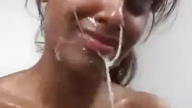 Massive cum all over face of hot desi girl