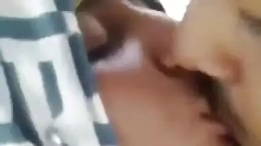 Desi hijab girl smooching and boobs pressing