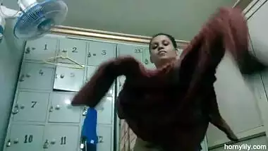 Indian College Girl Changing Her Sports Wear After Gym Homemade