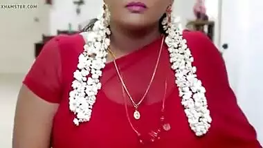 Red saree busty aunty