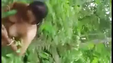 Husband caught wife nympho fuck with lover outdoor in jungle, XXX Desi mms