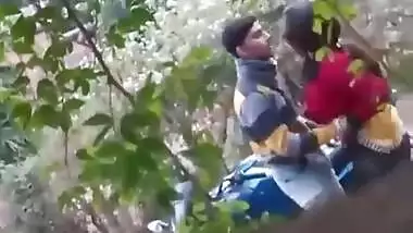 There's sex action outside and XXX voyeur films Indian couple on bike