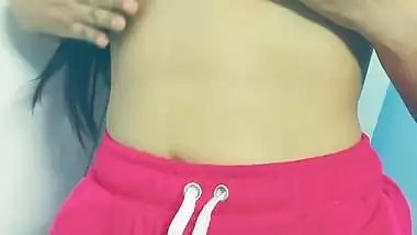Cute girl pressing boobes video