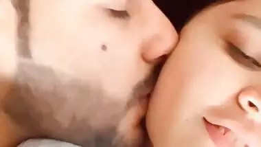 Cute young girl Smooching BF and showing her Big Boobs