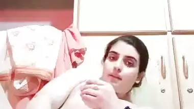 Bushy pussy Pakistani girl dildoing pussy on cam