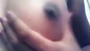 Indian webcam girl squeezes soft breasts in close-up porn video