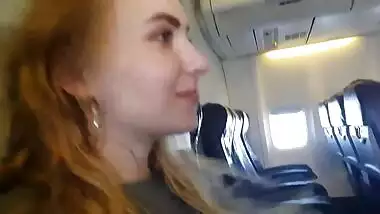 PUBLIC AIRPLANE Handjob and Blowjob