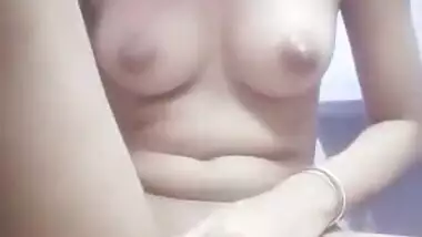 Beautiful small tits girl showing her clean pussy