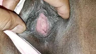 Admiring Wet Black Pussy in Naturel Stained Panties Closeup