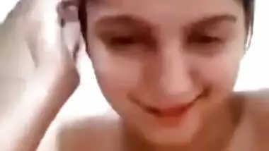 Internet friend sees Indian cutie's tits and it makes him very happy