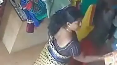 Satin silk saree aunty in shop