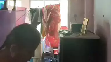 Milk tanker mom removing nighty in living room